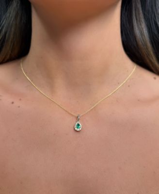 Emerald (1/4 ct. t.w.), Chocolate Diamond (1/20 ct. t.w.) and Nude Diamond Necklace (3/20 ct. t.w.) in 14k Honey Gold