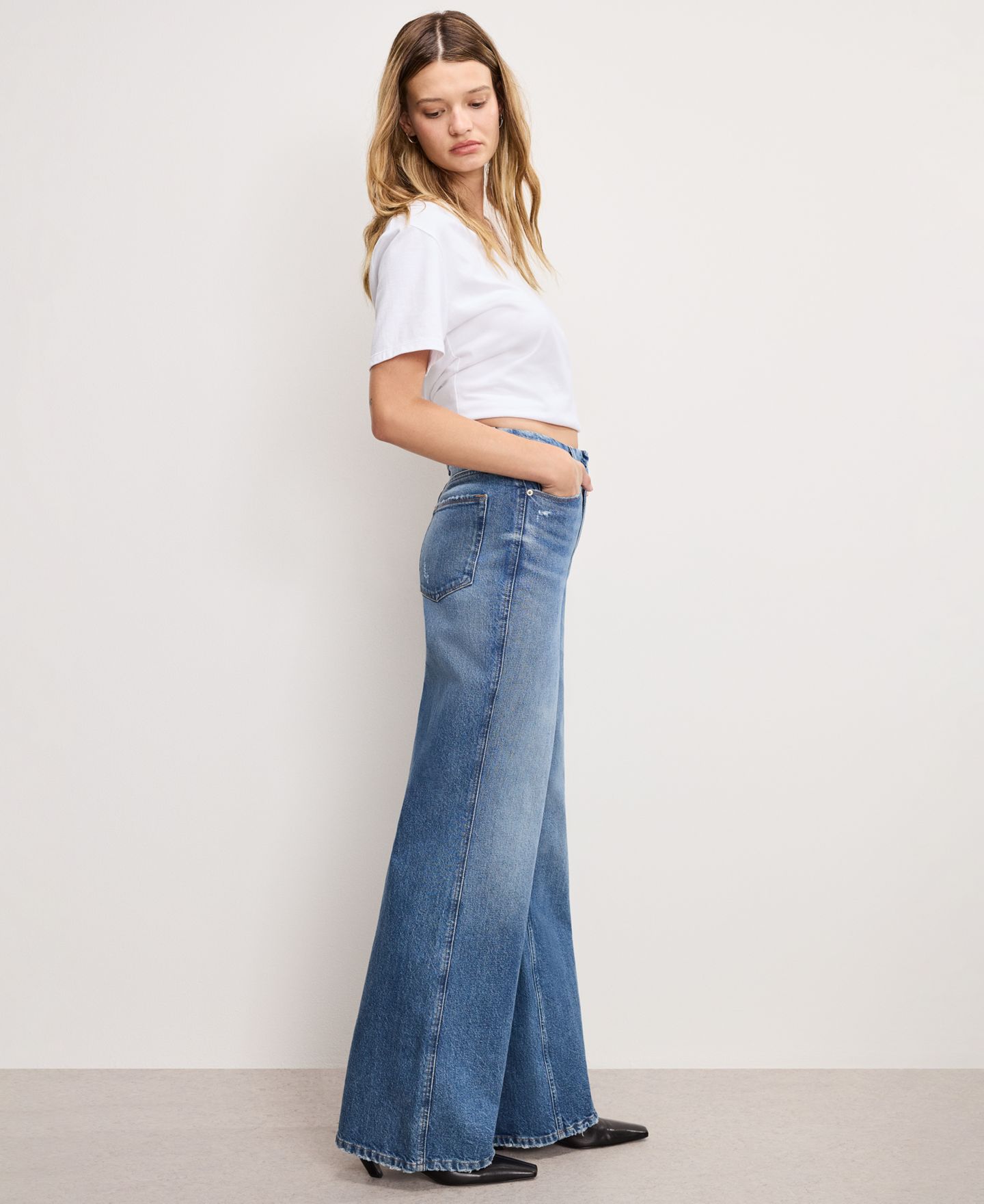 Женские джинсы Good American Good Wide Leg High-Rise Jeans, Regular and Plus, цвет: Индиго — фото 2