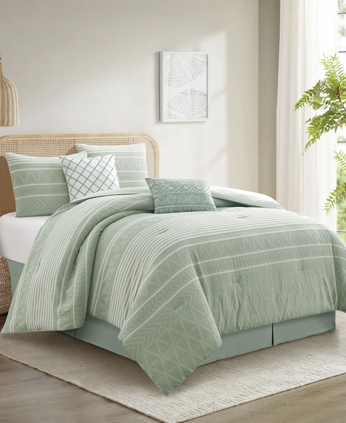 Stratford Park Cleluya Cotton Jacquard 6-pc. Comforter Set, California King In Green