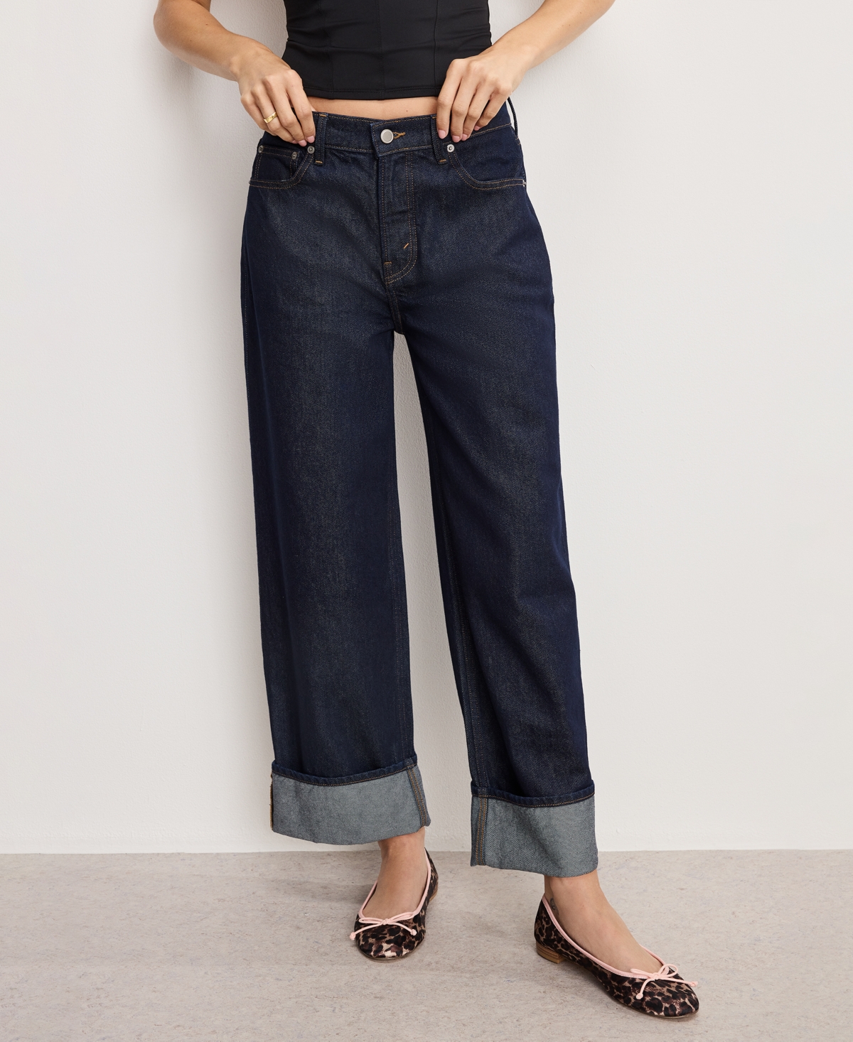 Good American Good Standard Baggy Cuffed Jeans Indigo1006 In Blue