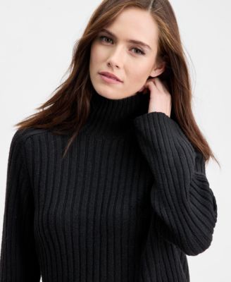 Women's Mock-Neck Ribbed Sweater, Macy's Exclusive