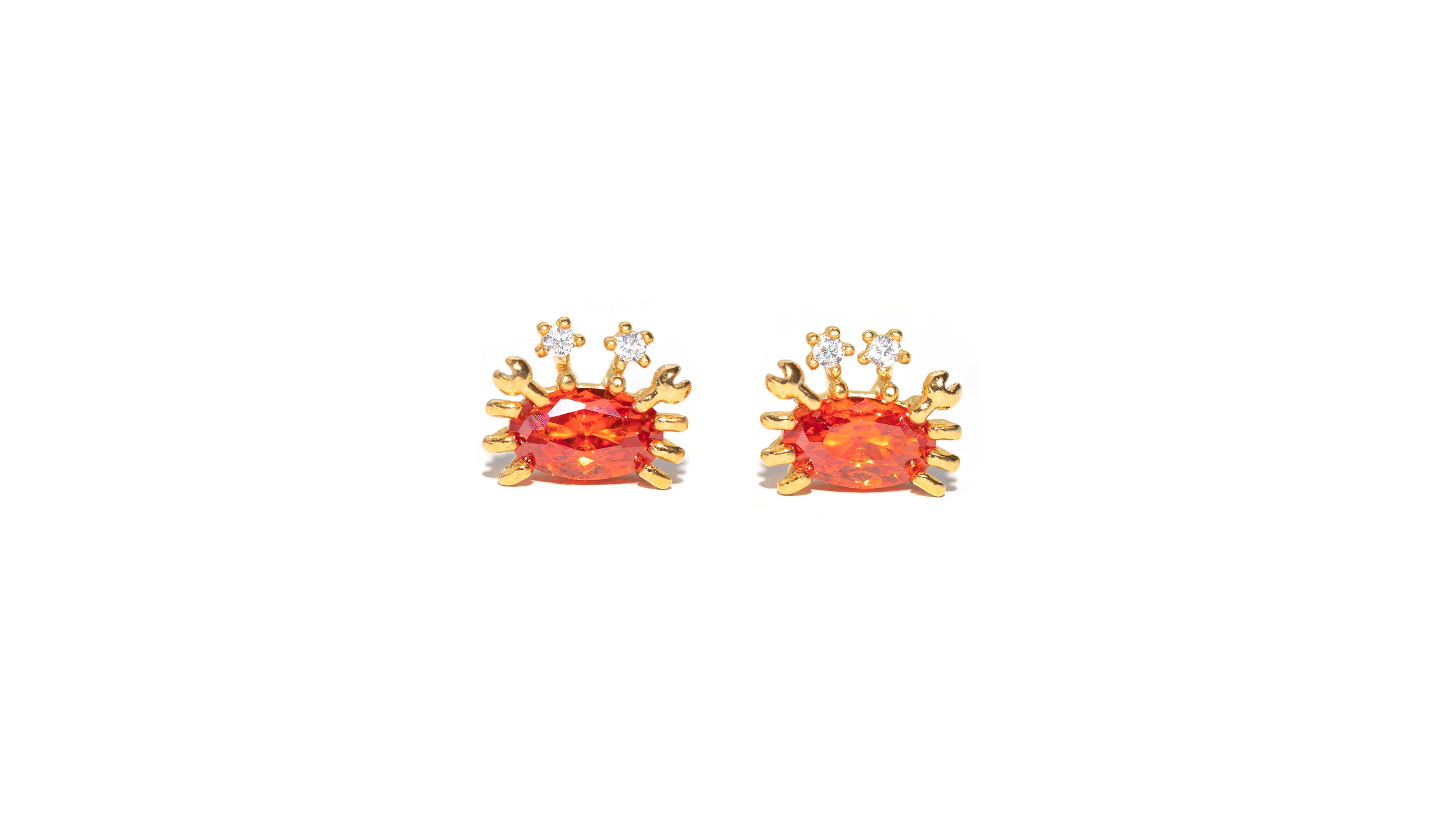 Girls Crew Crystal Gold Plated Cutie Crab Stud Earrings