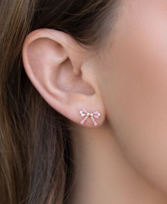 Crystal Gold Plated Chasse Bow Studs