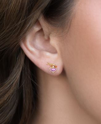 Crystal Gold Plated Ramen Stud Earrings