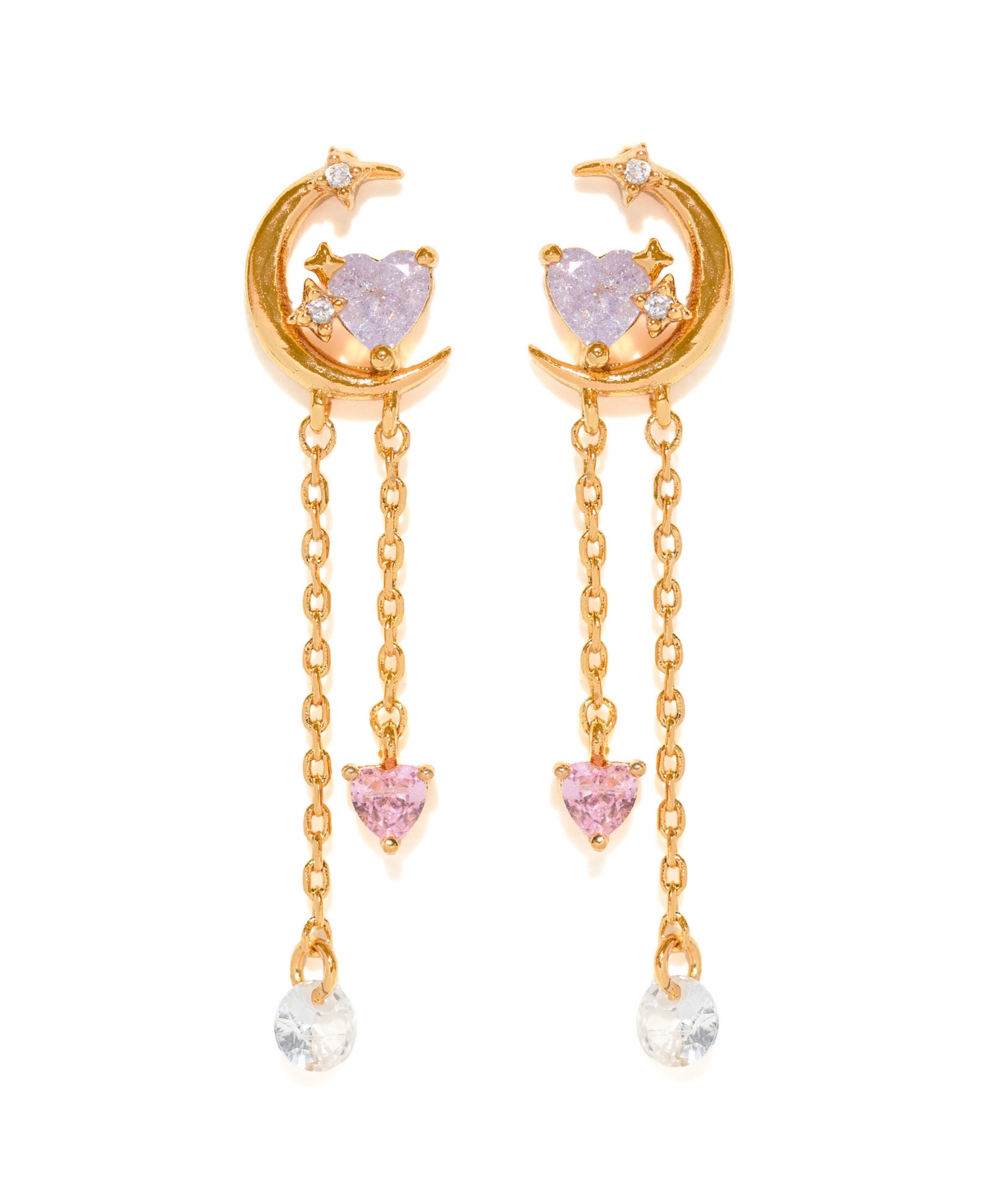 Girls Crew Crystal Gold Plated Cosmic Love Dangle Earrings In Gold