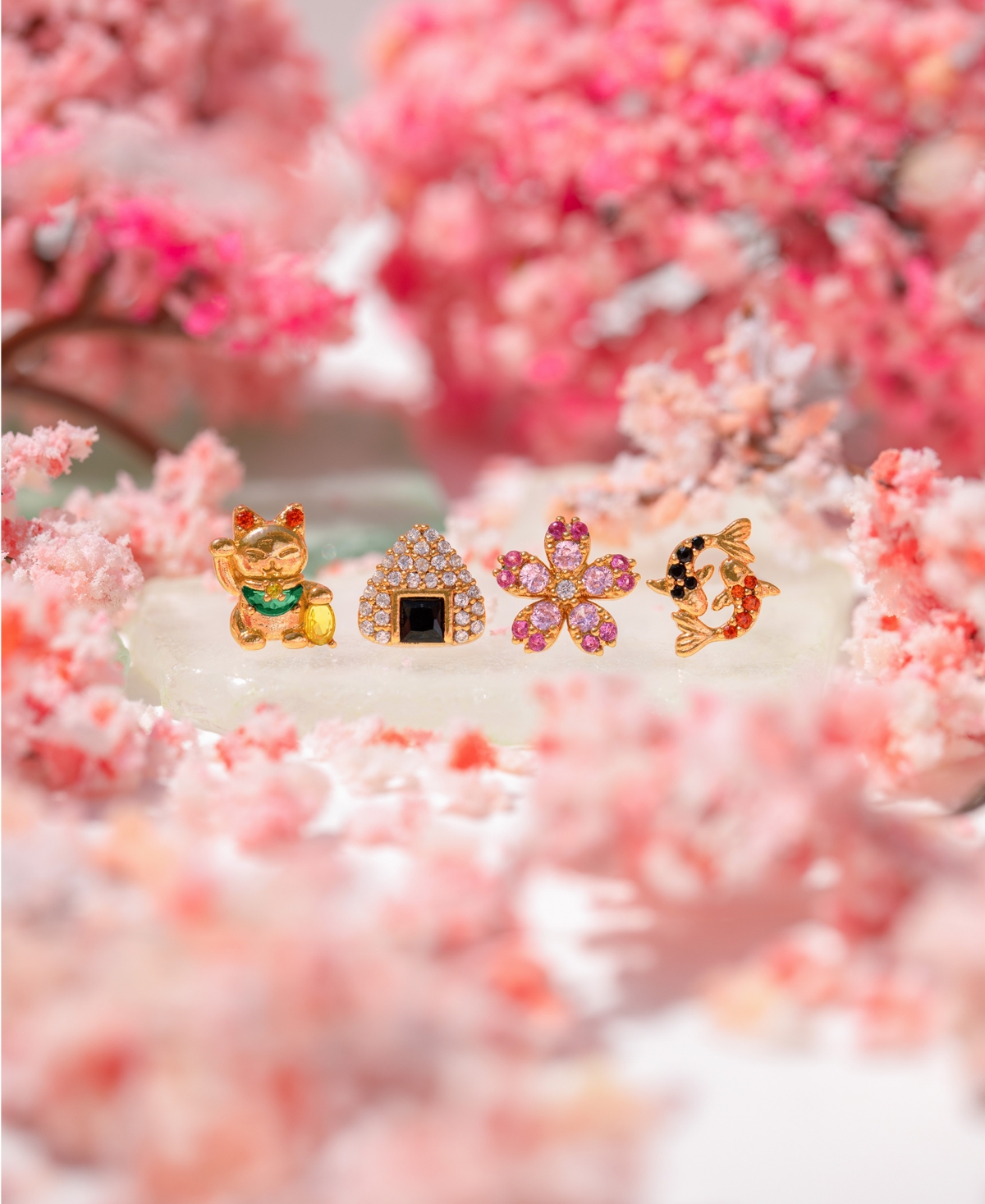 Girls Crew Crystal Tokyo Gold Plated Stud Set In Gold