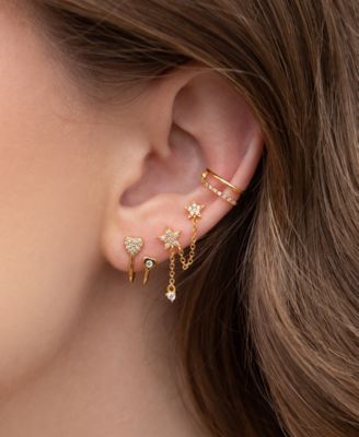 Crystal Gold Plated Moments Cuff Earrings