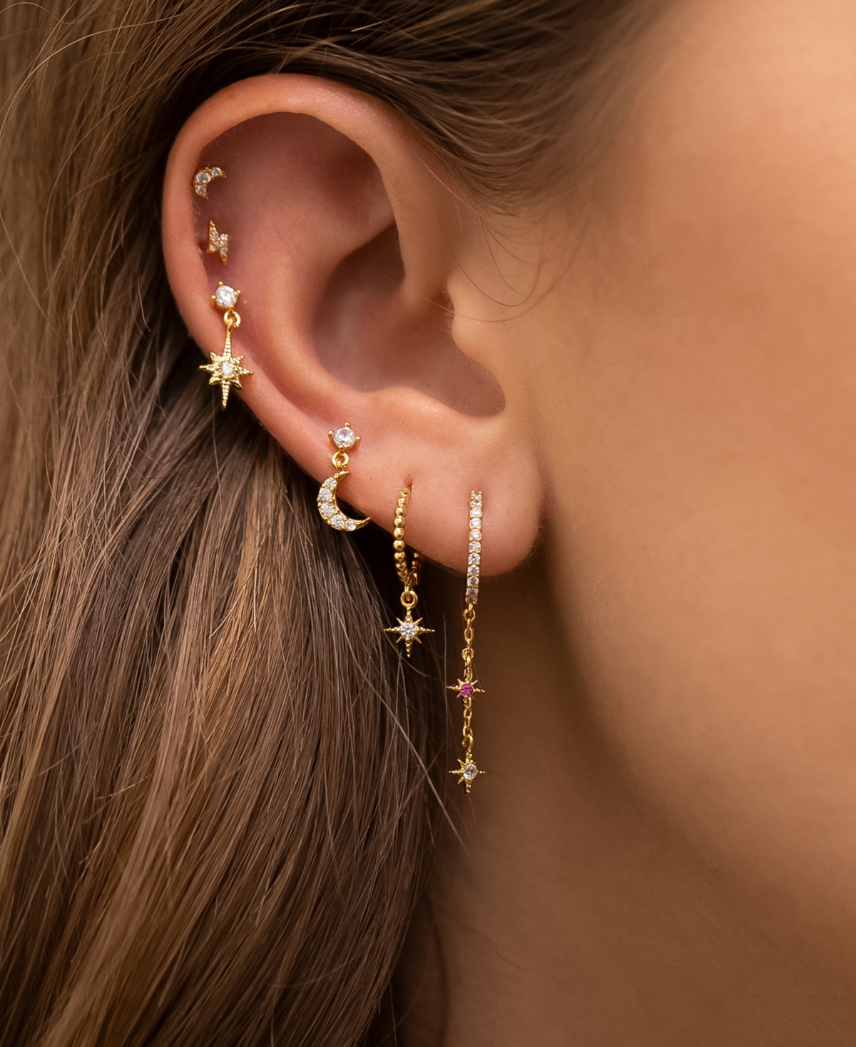 Girls Crew Crystal Skyshower Gold Plated Hoop Earrings In Gold