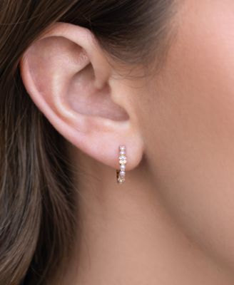 Gold Plated Orchid Faux Cultivated Pearl Hoop Earrings