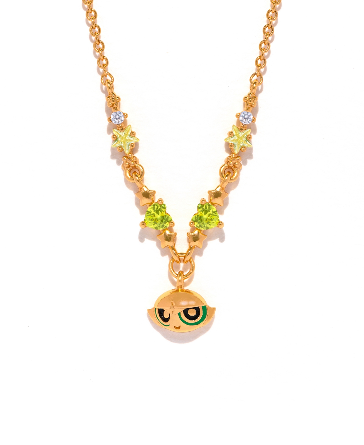 Girls Crew Crystal The Powerpuff Girls Gold Plated Buttercup Necklace