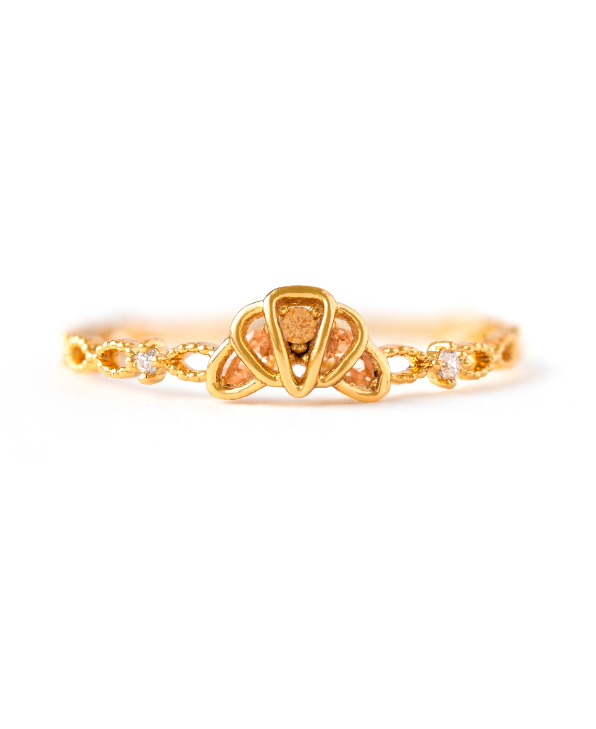 Girls Crew Crystal Gold Plated Croissant Rings In Gold