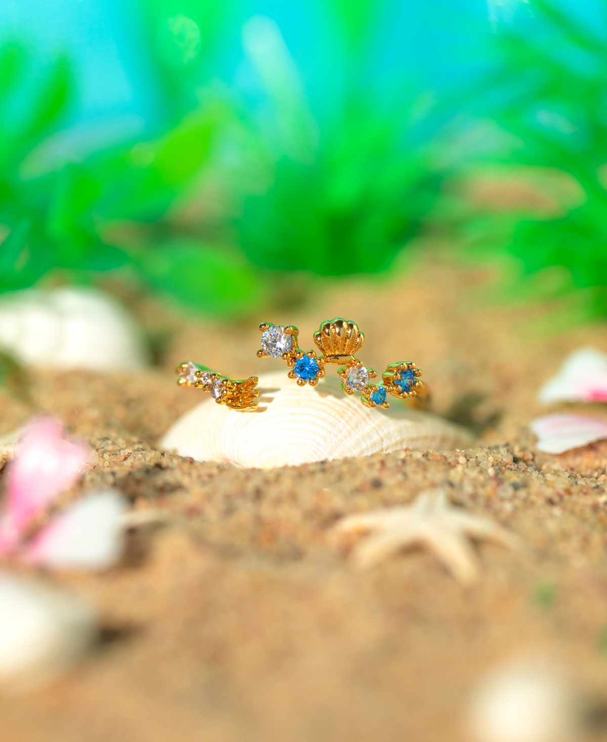 Girls Crew Disney Princess The Little Mermaid Ariel Crystal Gold Plated Rings