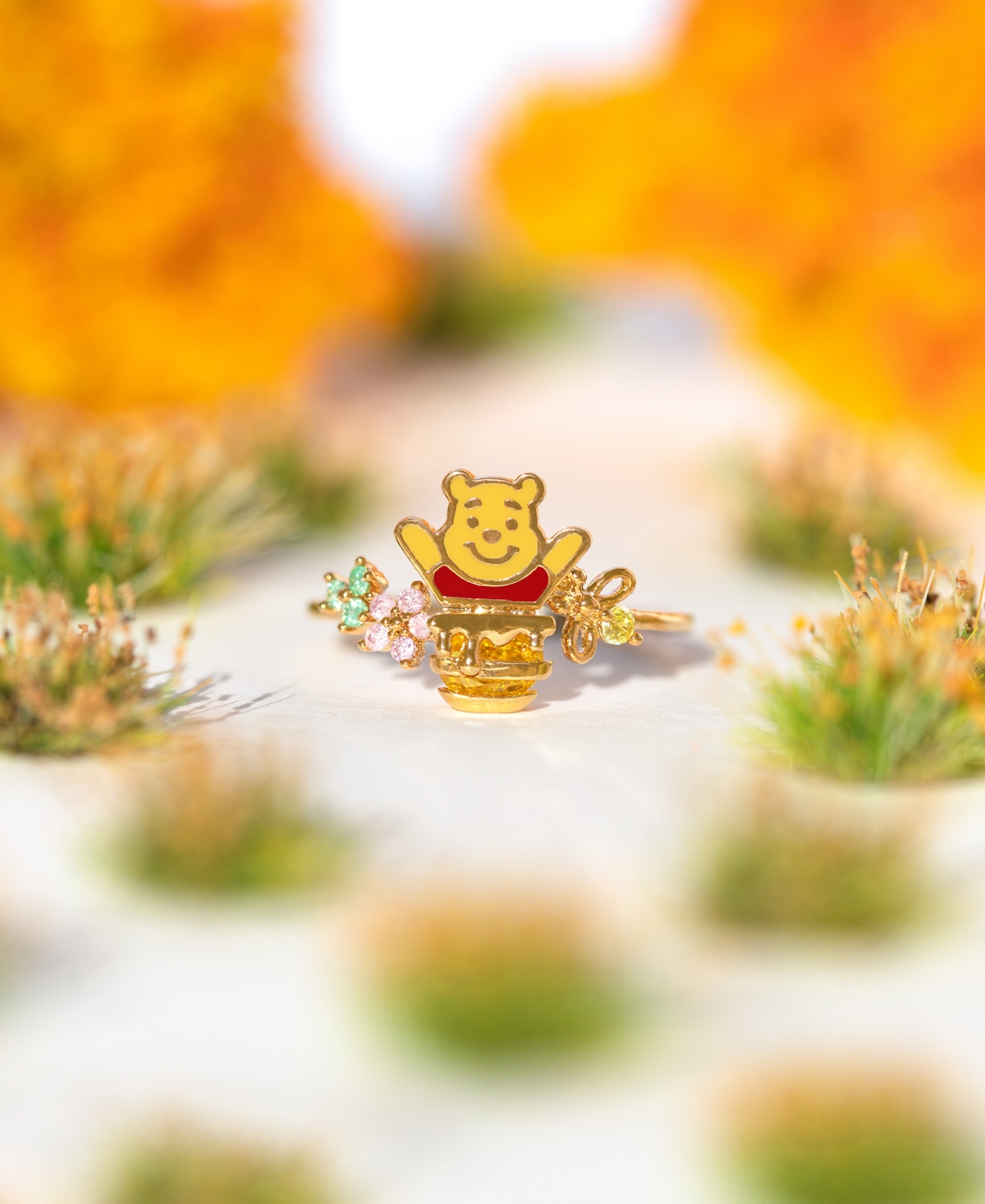 Girls Crew Disney Silly Old Bear Crystal Gold Plated Rings