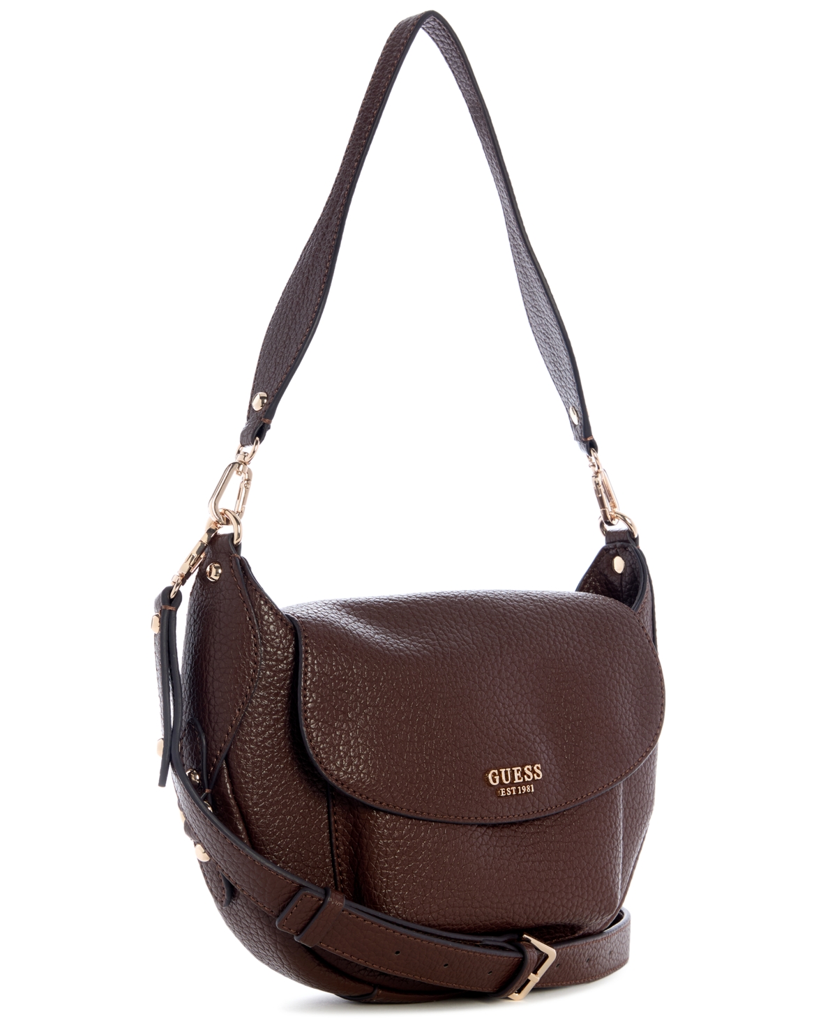 Guess Marsha Flap Small Shoulder Bag In Brown