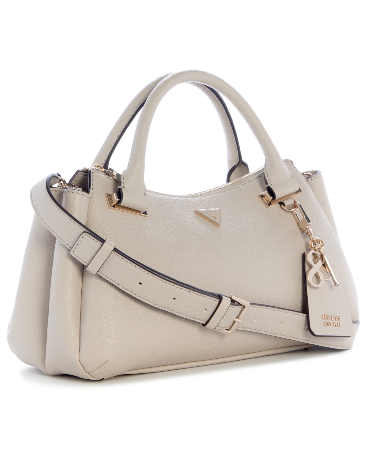Guess Evie Triple Compartment Medium Satchel Bag In Neutral