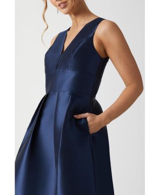 Women's Twill Midi Bridesmaid Dress