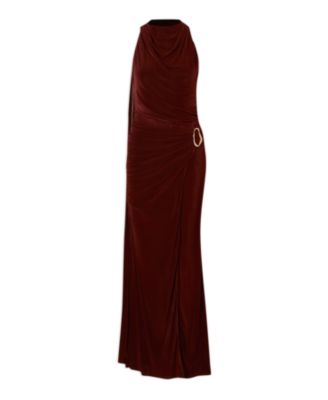 Women's Slinky Crepe High Neck Maxi Dress
