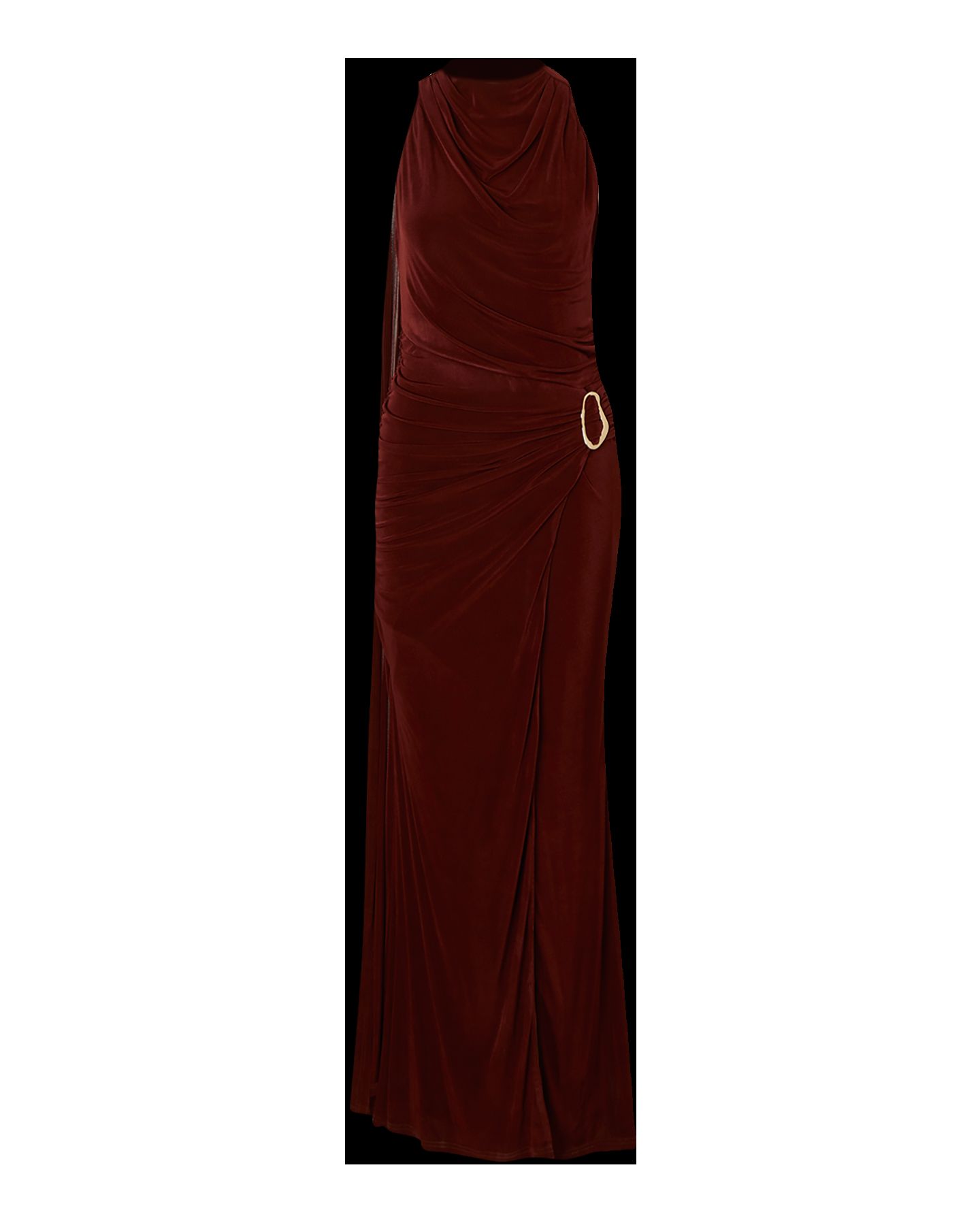Женское платье Karen Millen Slinky Crepe High Neck Maxi, цвет: Шоколадный — фото 2