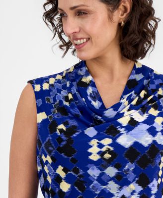 Women's Diamond Print Cowl Neck Top, Regular & Petite