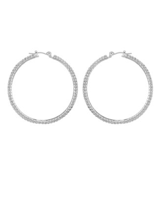 GUESS - Rhinestone Pave Large Hoop Earrings