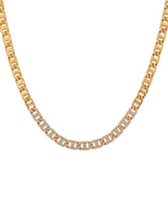Glass Stone Chain Link Statement Necklace (also in Gold-Tone)