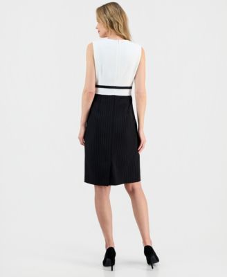 Women's Colorblocked Stretch Crepe Sheath Dress Regular & Petites