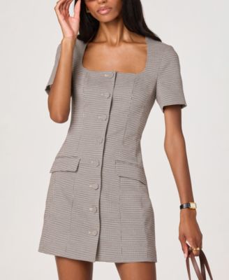 ASTR the Label - Women's Square Neck Button Up Dress