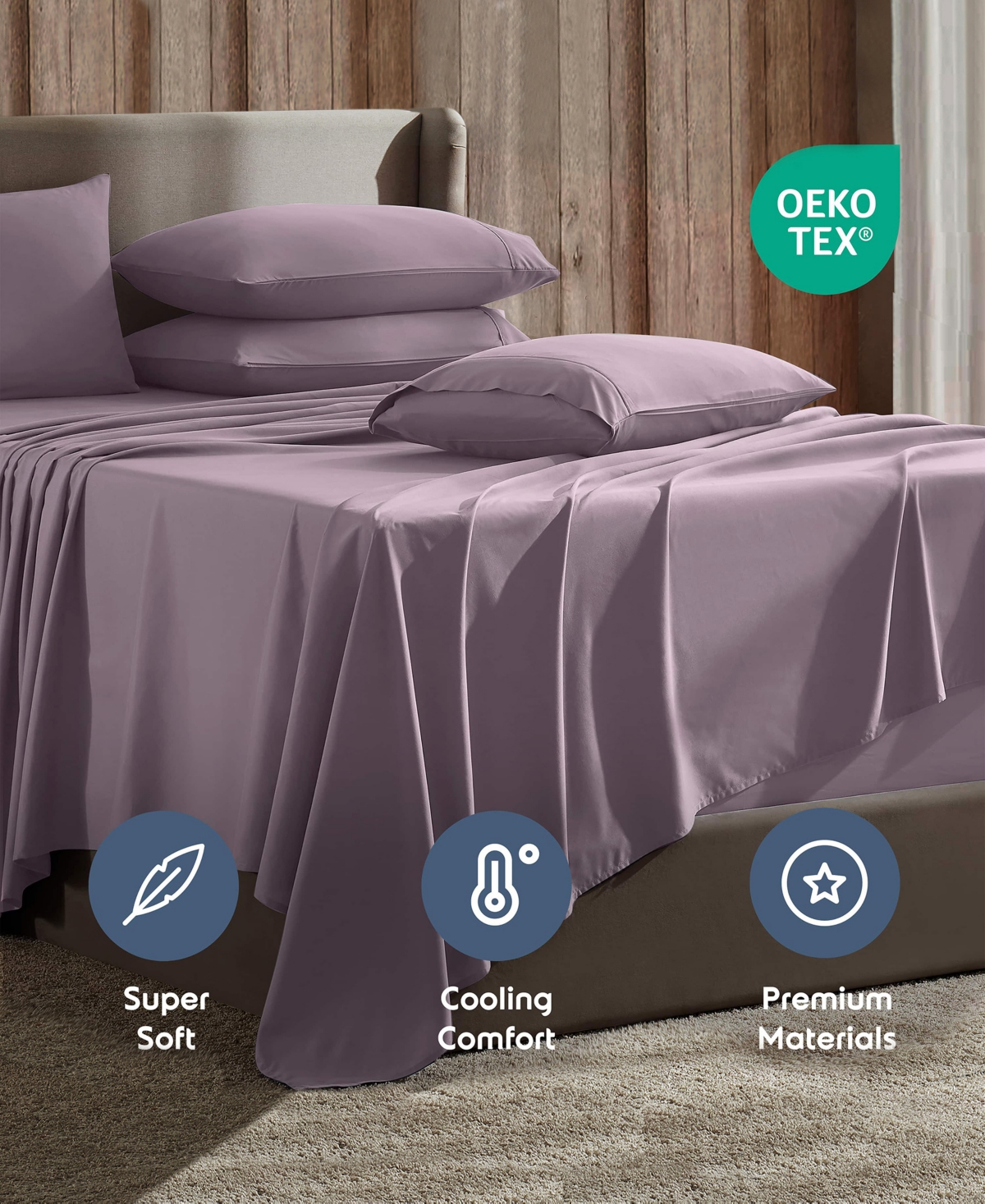 Nestl Extra Deep Pocket 6-pc. Sheet Set, California King In Purple