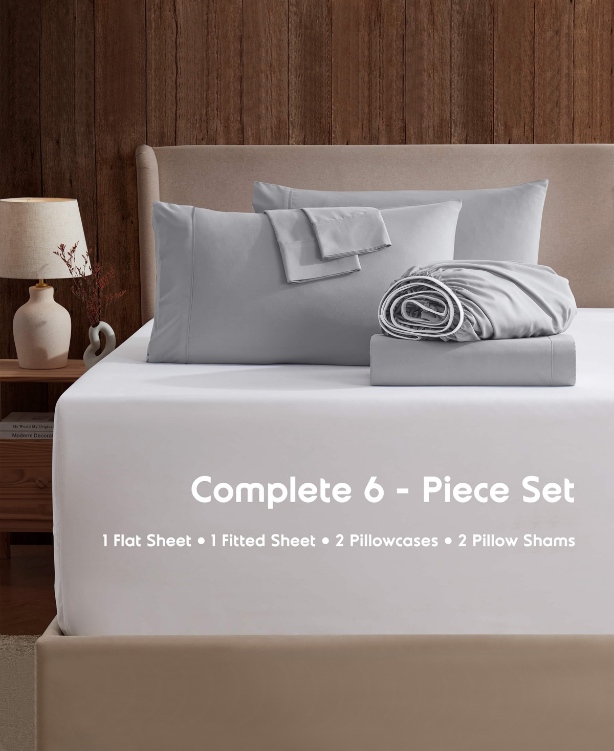 Nestl Extra Deep Pocket 6-pc. Sheet Set, California King In Gray