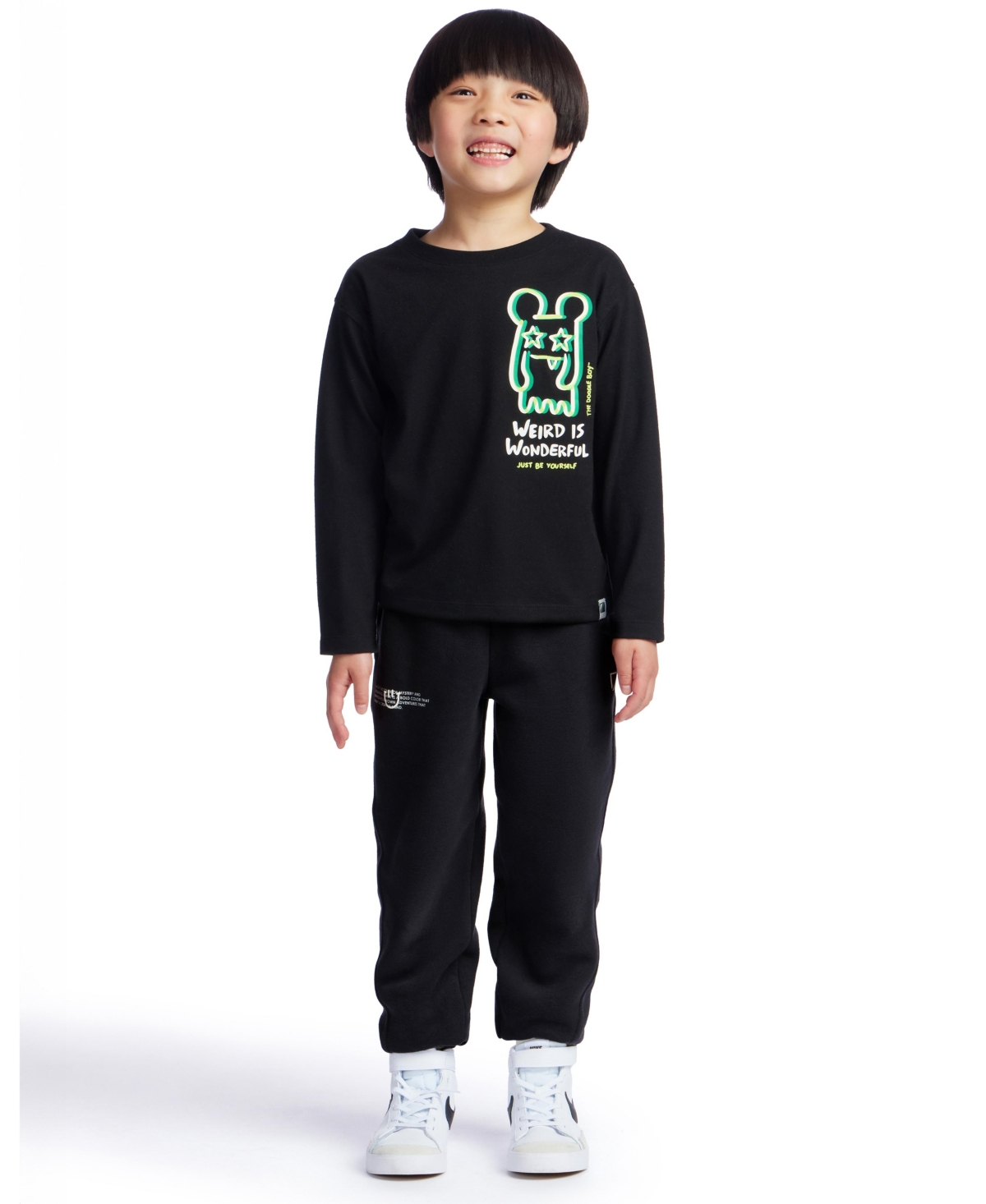 Color Lab Boys 2-10 Printed Long-sleeve T-shirt In Black