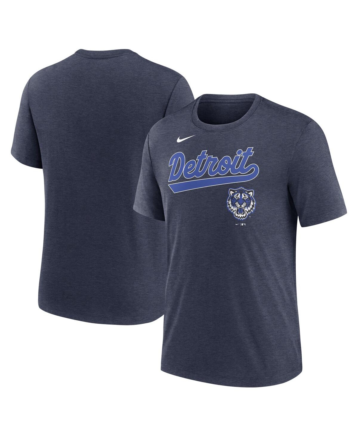 Nike Men's Heather Navy Detroit Tigers City Connect Tri-blend Dri-fit T-shirt In Blue
