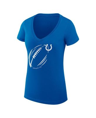 Women's Royal Indianapolis Colts Super-Slim Fit Lightweight Subtle Football V-Neck T-Shirt