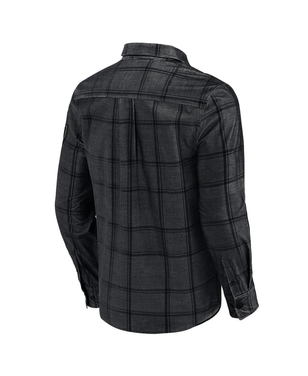 Darius Rucker Collection by Fanatics Men's Black Las Vegas Raiders Micro Corduroy Plaid Button Up Shirt