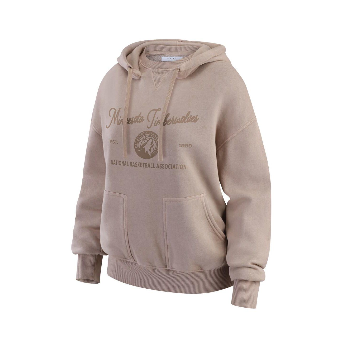 Женский свитер WEAR by Erin Andrews Tan Minnesota Timberwolves Washed Pullover Crewdie — фото 2