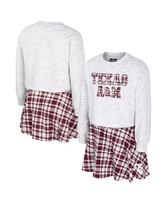 Colosseum - Big Girls 2-Piece Gray Texas A&M Aggies Marceline Plaid Skirt and Top Set