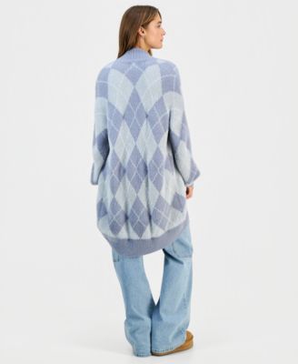 Juniors' Open-Front Eyelash Cardigan