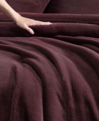 Signature Solid Faux Fur 3-Pc. Comforter Set, King