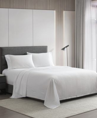 Solid Dobby Stripe 290-Thread Count Cotton 4-Pc. Sheet Set, Queen