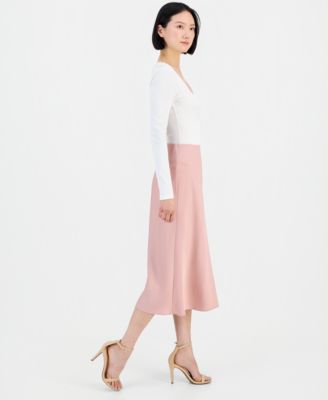 Women&#39;s Satin Pull-On Midi Skirt