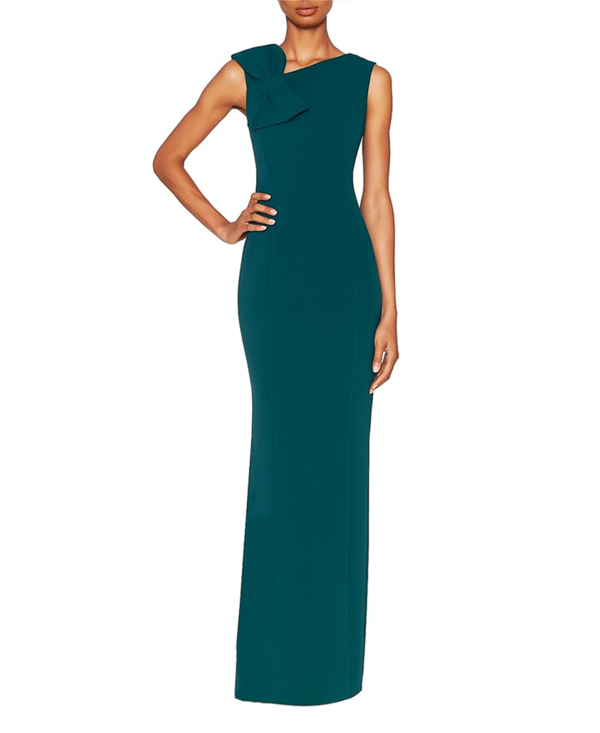 White Tie by Shani Women's Asymmetric Scuba Crepe Gown