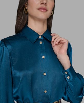 Women's Collared Belted Shirt Dress