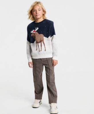 Abercrombie Little Big Boys Moose Sweater Loose Twill Pants In Neutral