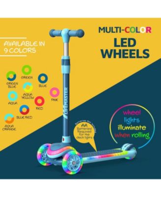 3-Wheel Kids Scooter with multi-color lights, 5-height adjustable handlebar & anti-slip deck. Safe, fun & supports up to 150 lbs