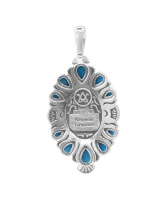 Sterling Silver Kingman Turquoise Oval and Pear Bold Pendant Enhancer
