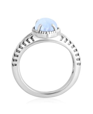 Sterling Silver Blue Lace Agate Marquise Split Shank Ring, Size