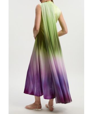 Women's Ombre Satin Cape Midi Dress