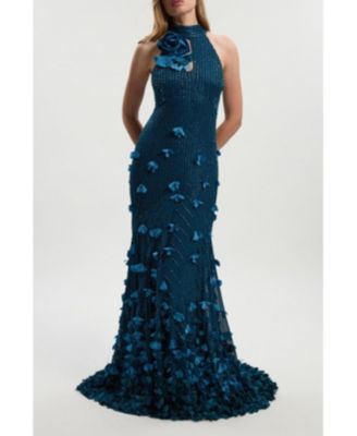 Women's Woven Maxi Rosette Dress