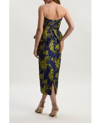 Floral Jacquard Midi Pencil Dress