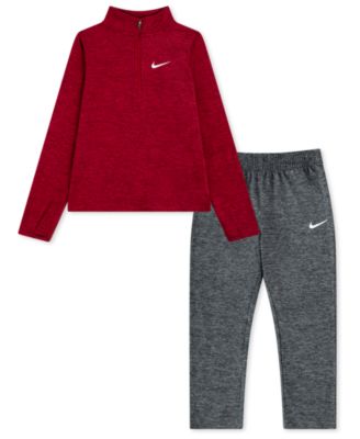Nike - Boys 4-7 2-Piece Quarter-Zip Sunset Fleece T-Shirt and Pants Set