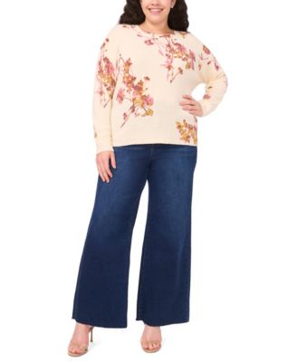 Plus Size Electric Bouquet Crewneck Sweater